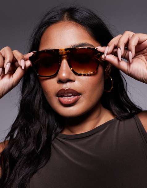 Quay on the fly retro aviator sunglasses in tortoiseshell - view 1
