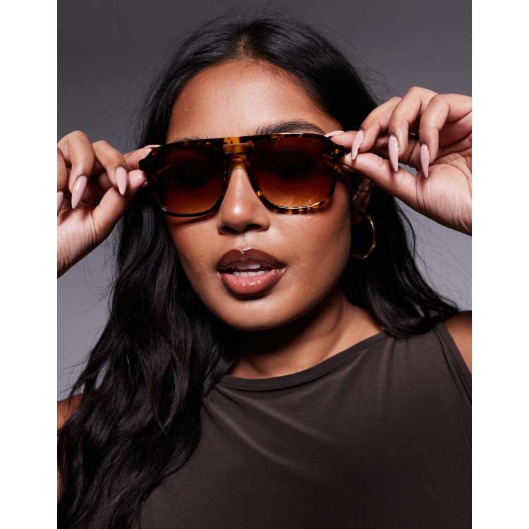Quay on the fly retro aviator sunglasses in tortoiseshell ASOS