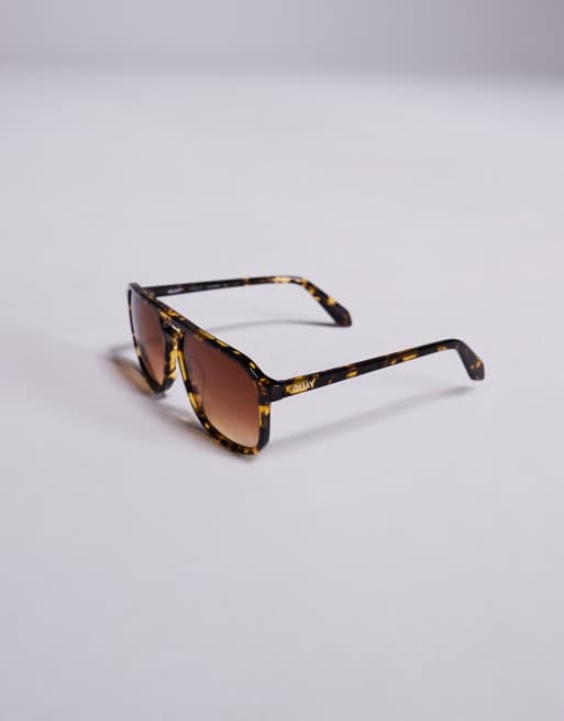 Quay - On the Fly - Retro-inspirerede aviator-solbriller med skildpaddemønster , 2 af 3