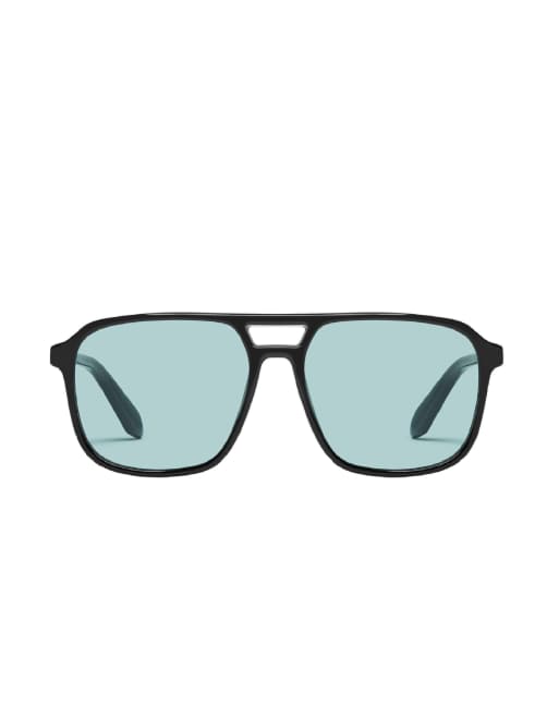 Quay – On the Fly – Svarta pilotsolglasögon med blå glas , 2 av 3