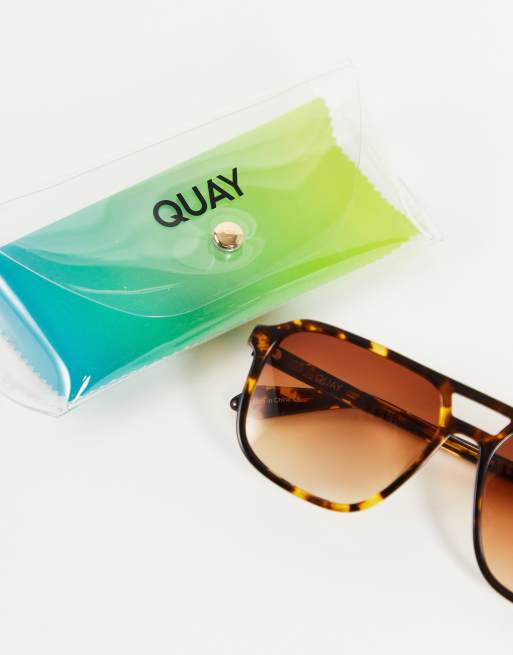 Quay On The Fly unisex square sunglasses in yellow  display picture 2