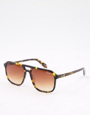 Quay On The Fly womens navigator sunglasses in yellow tort - ASOS Price Checker