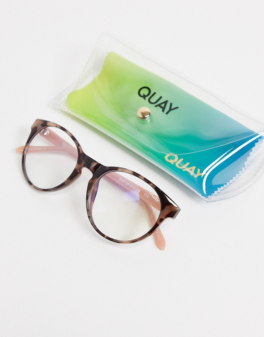 Quay - Out Of Sight - Runde Blue Light-solbriller til kvinder med klart glas-Gennemsigtig