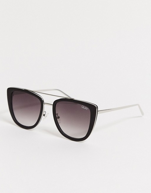 Quay Oversized Black/Smoke Sunglasses
