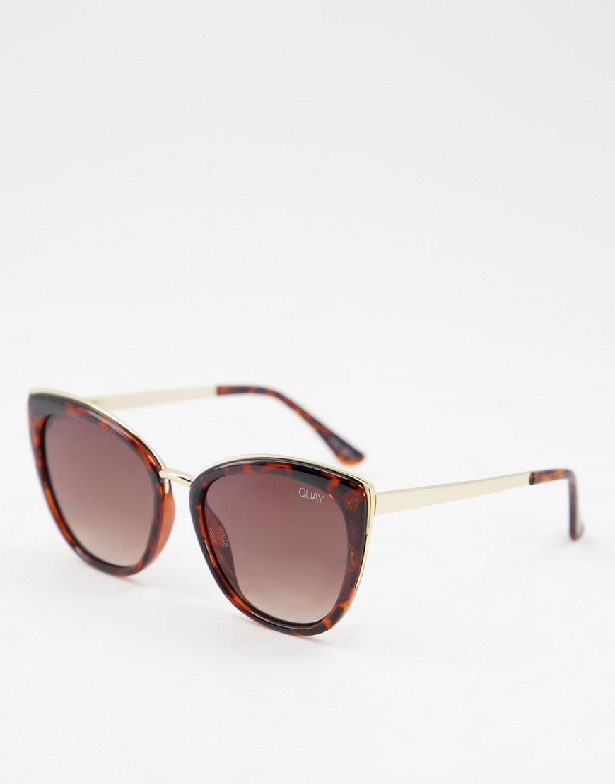quay - oversized cat eye-solbriller i skildpaddemønster-brun