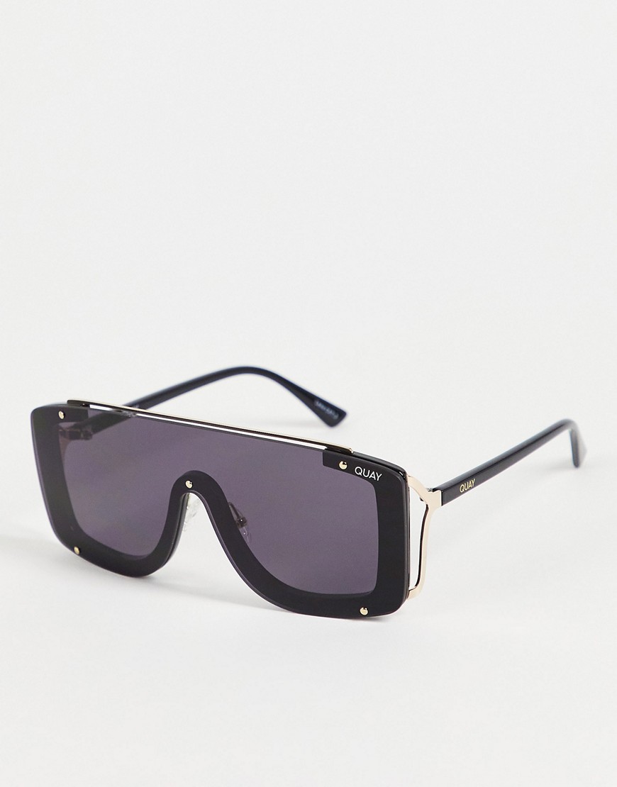 Quay oversized viser sunglasses in smoke-Black