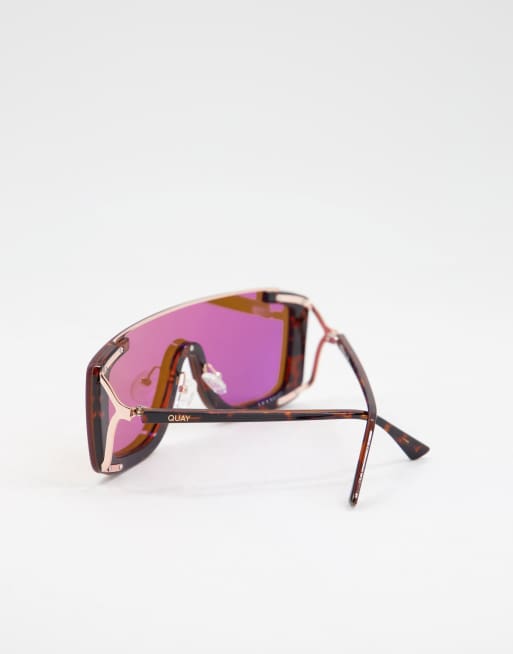 Quay oversized visor sunglasses in orange, 2 of 4
