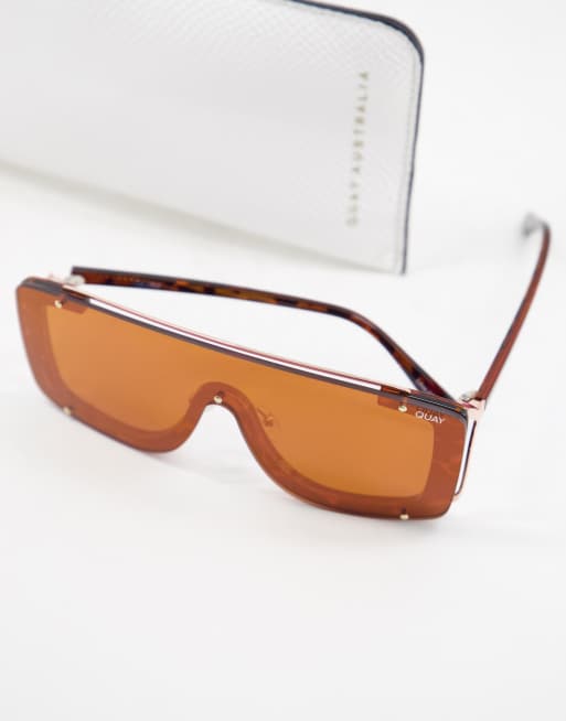 Quay oversized visor sunglasses in orange, 3 of 4