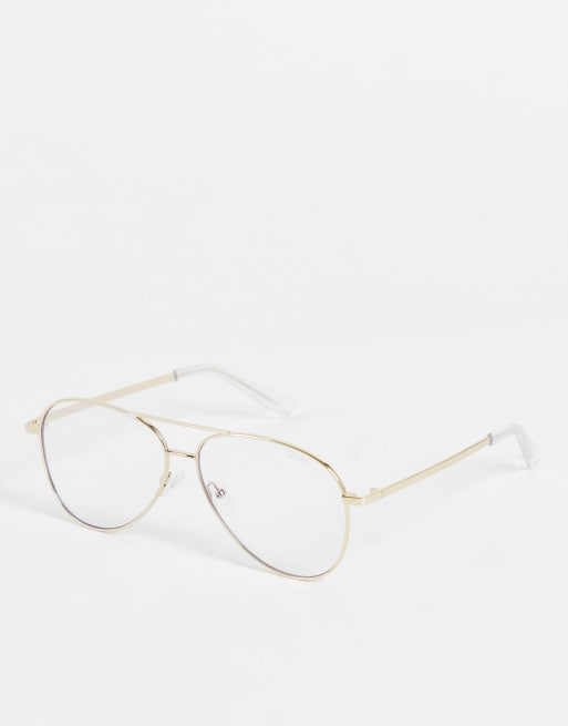 Quay - Pilotenbril met filter tegen blauw licht bril in goud 