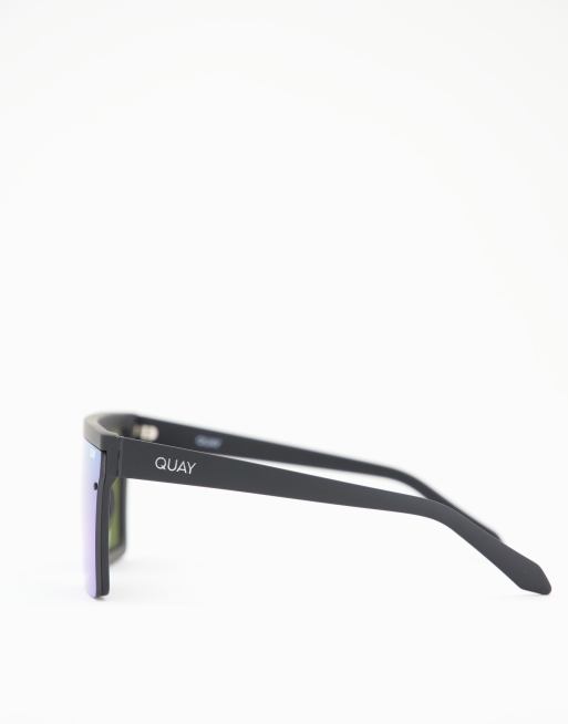 Quay Pride Hindsight unisex flat brow sunglasses in matte black rainbow lens, 3 of 4