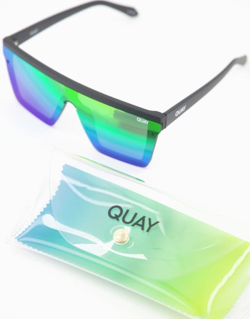 Quay Pride Hindsight unisex flat brow sunglasses in matte black