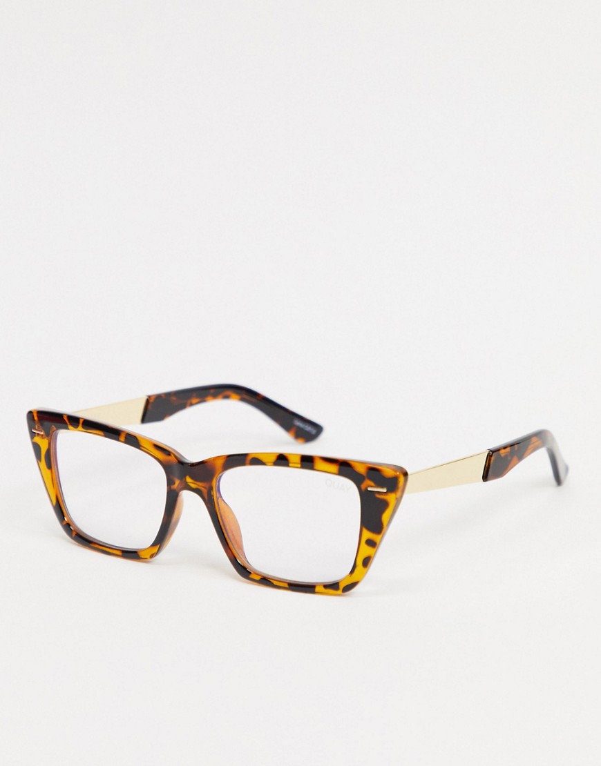 Quay - Prove It - Cat eye damesbril met lichtblauwe accenten in tortoise design-Bruin