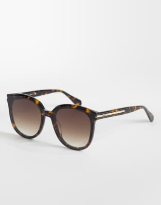 Quay Rent Free Large Round Sunglasses In Brown