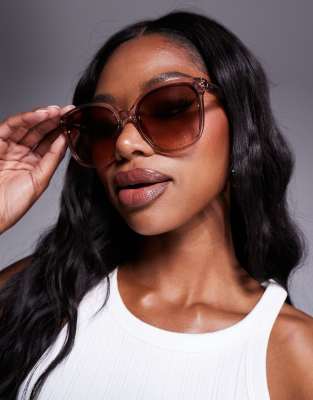 Quay - Rent Free - Runde Sonnenbrille in Rosa