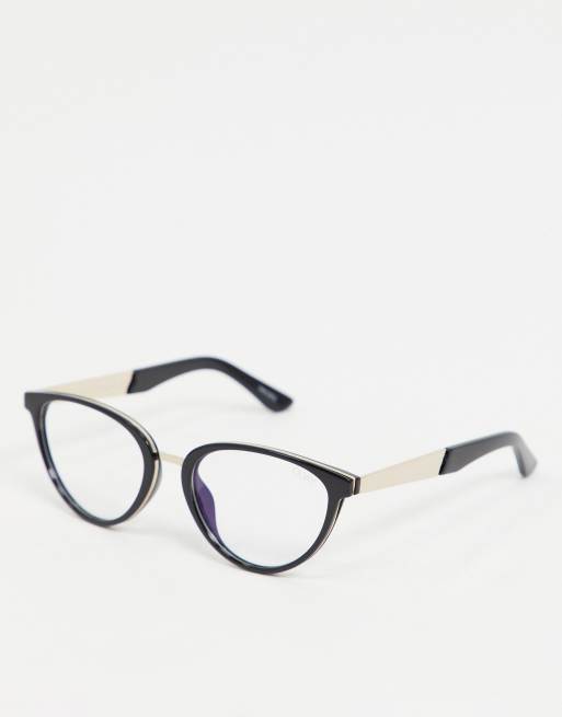 Quay – Rumours – Schwarze Cat-Eye-Brille mit Blaulichtfilter für Damen