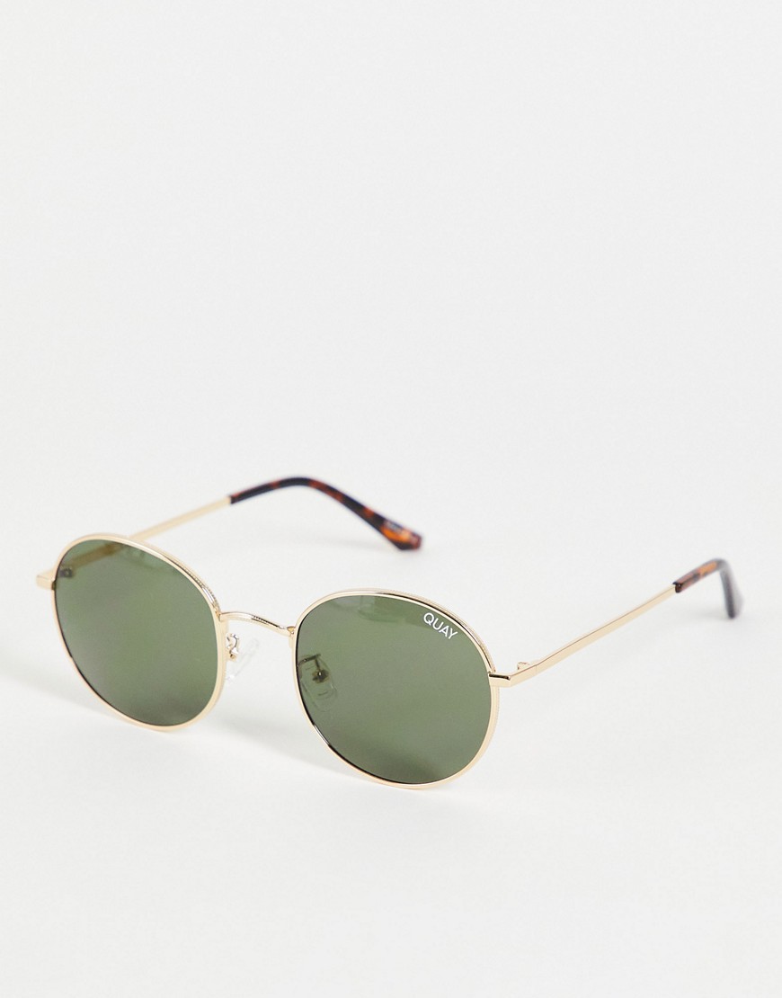 Quay - Runde guldfarvede solbriller