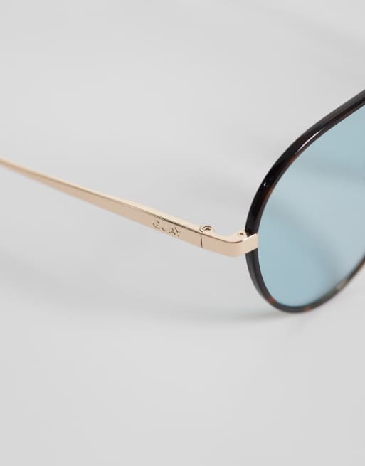 Quay say less metal aviator sunglasses in black and gold  display picture 1