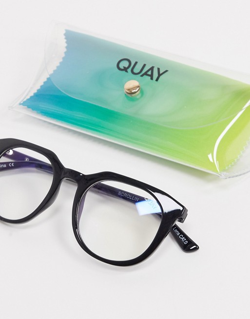 Quay Scrollin unisex blue light glasses in black