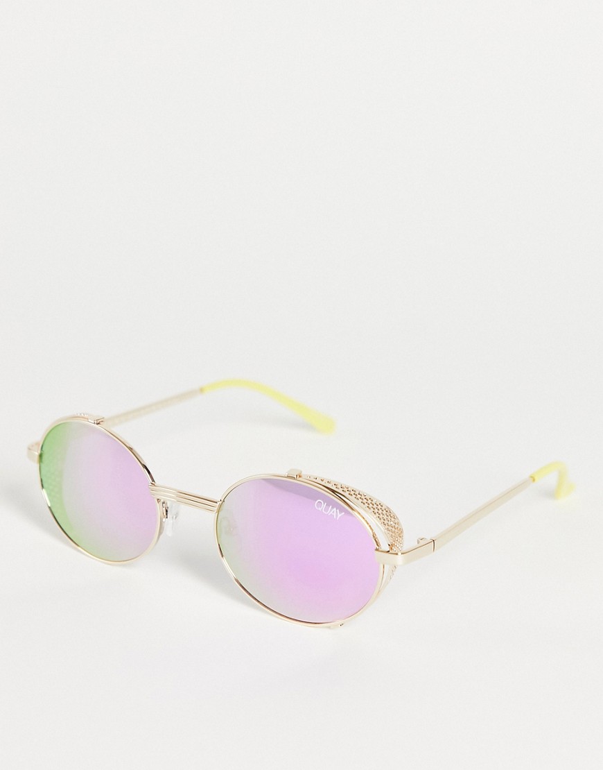 Quay Side Eye mini oval sunglasses-Gold