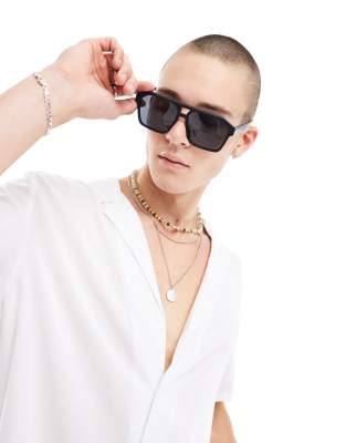 Quay Australia Quay soundcheck aviator sunglasses in matte black polarised