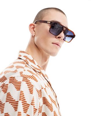 Shop Quay Soundcheck Aviator Sunglasses In Tortoiseshell-brown