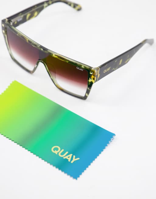 Quay Maxed Out Square Stud Detail Sunglasses in Faded Camo, Excellent Pre-Loved Quay square sunglasses in faded camo | ASOS main image 2