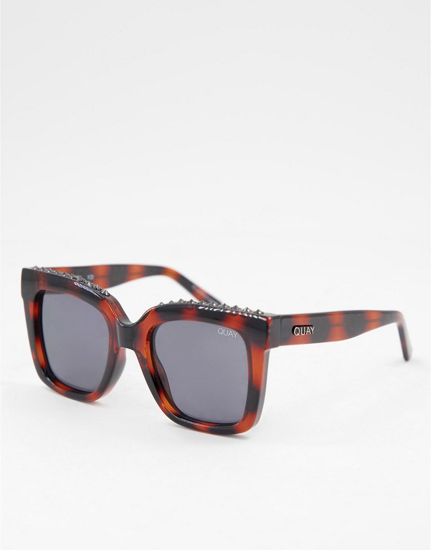 Quay square sunglasses in tortoise with smoke lens-Brown