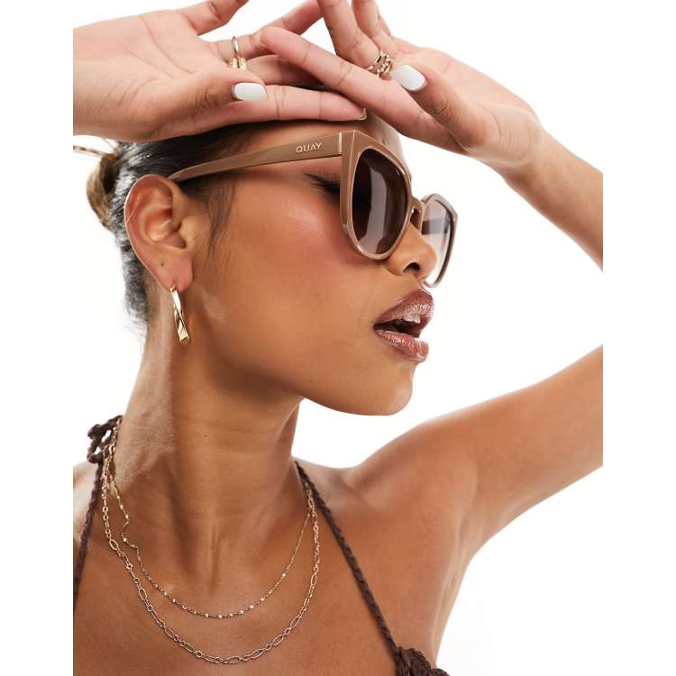 Quay staycation cat eye sunglasses in brown | ASOS