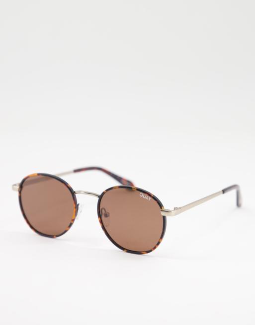 Quay Talk Circles round sunglasses with polarised brown lens in tortoiseshell
