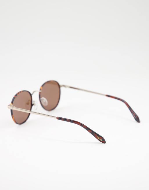 Quay Talk Circles round sunglasses with polarised brown lens in tortoiseshell, 4 of 4