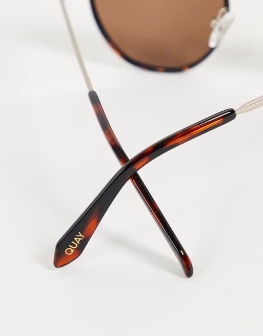 Quay – Talk Circles – Runde Sonnenbrille in Schildpatt-Optik mit polarisierten Gläsern, 2 von 4