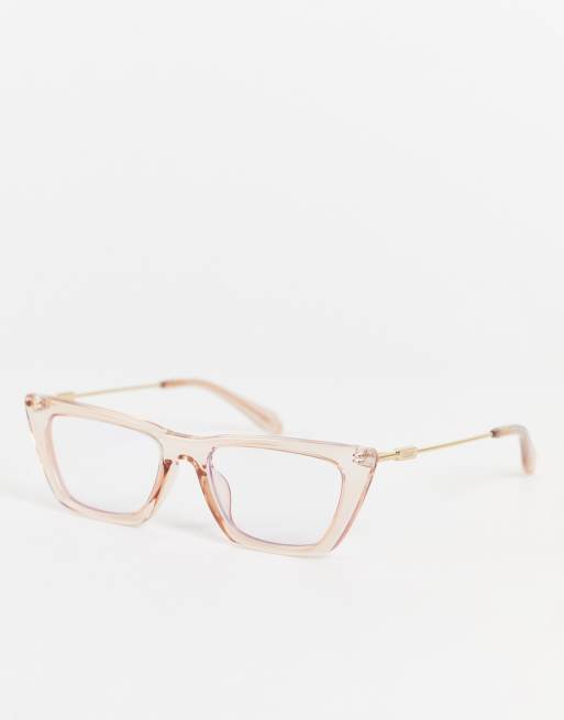 Quay – The Kween – Cat-Eye-Brille in Hafer mit Blaulichtfilter