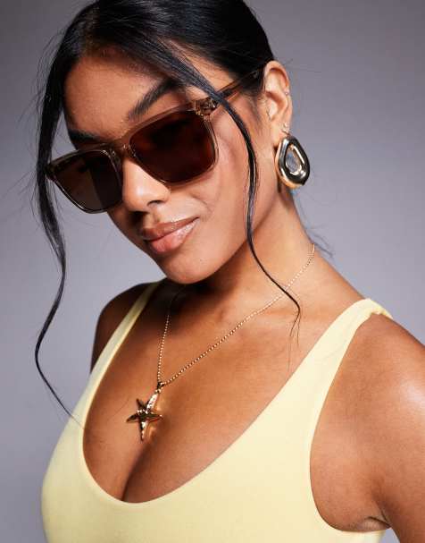 Quay unplugged square sunglasses in clear yellow - view 1