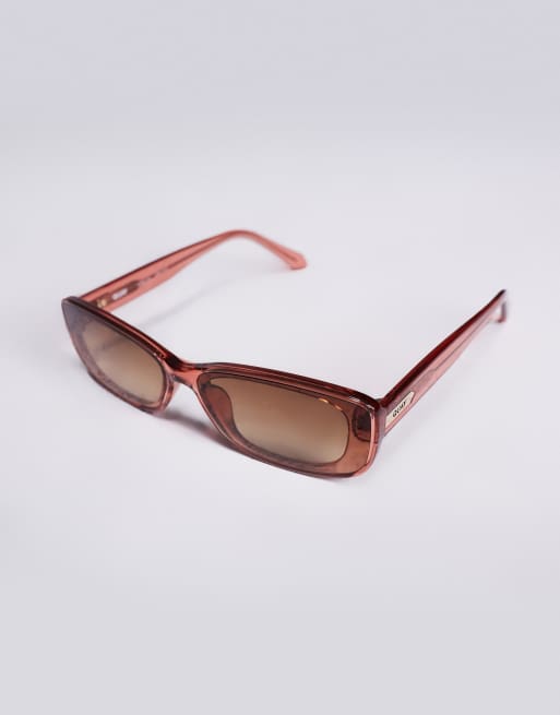 Quay vibe check rectangle sunglasses in blush pink | ASOS display picture 1