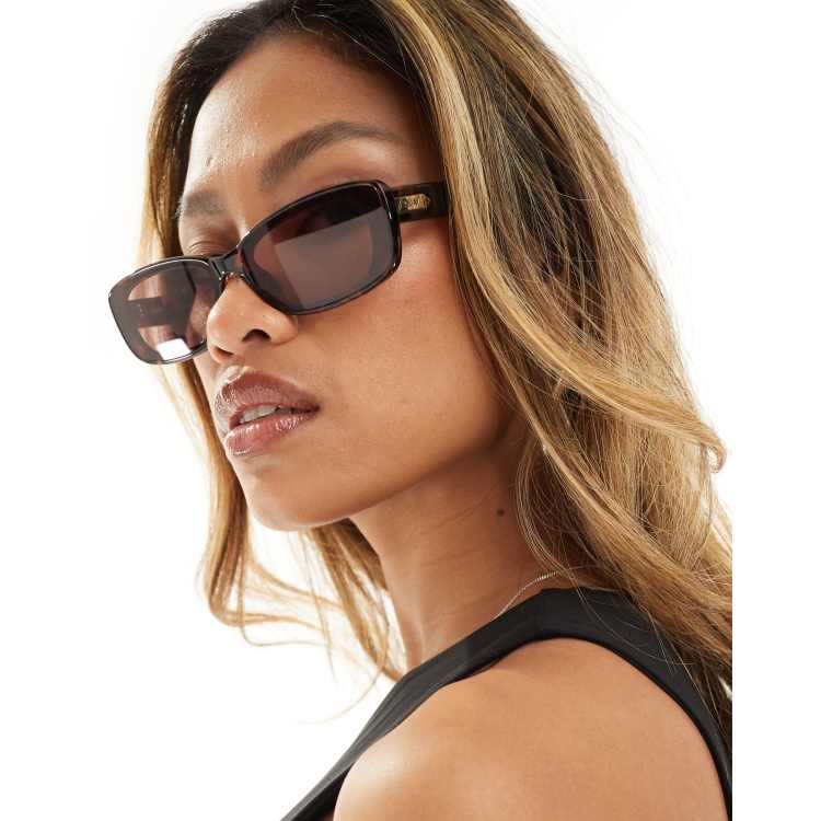 Quay Vibe Check rectangle sunglasses in tortoiseshell | ASOS