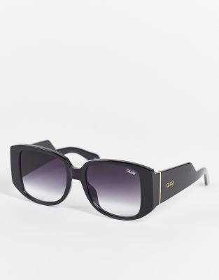 Quay Who Is She Womens Square Sunglasses In Black In Black