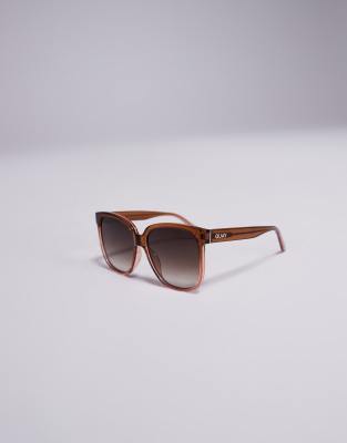 Quay wide awake oversized square sunglasses in brown and  display picture 3