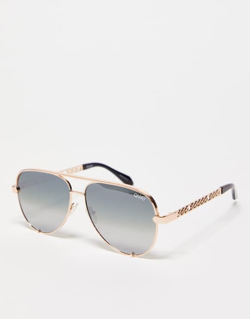 Quay womens aviator sunglasses in black