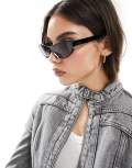 Quay x Guizio Slate slim cateye sunglasses in black