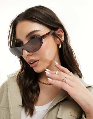 Quay x Guizio slate slim cateye sunglasses in cloudy tort