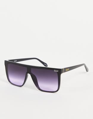 Quay Nightfall 135mm Shield Sunglasses In Black