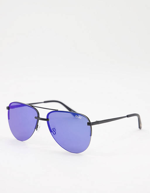 Quay The Playa unisex aviator sunglasses with polarised lens in black