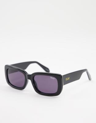 Quay X Maluma Yada Yada Unisex Slim Square Sunglasses In Black In Black