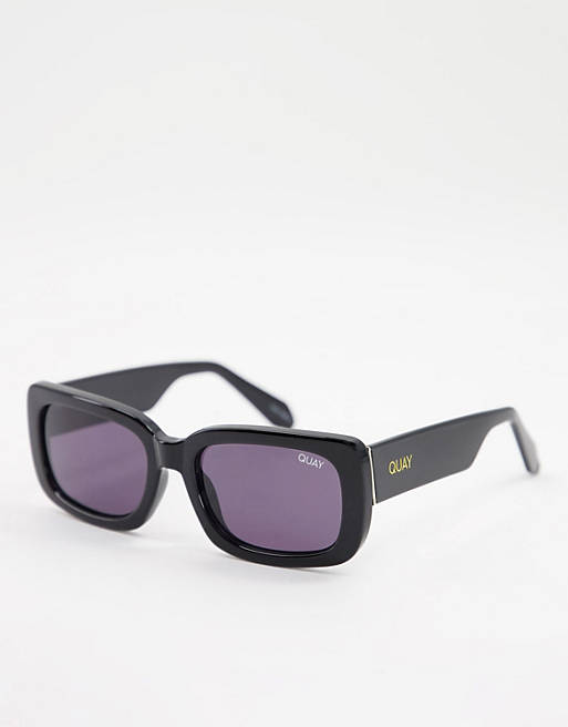 Quay Yada Yada unisex slim square sunglasses in black