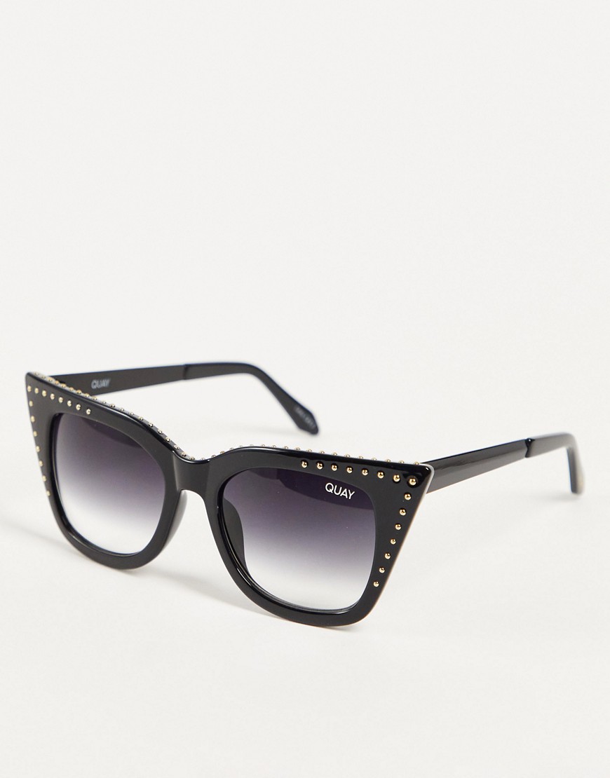 Quay x Saweetie Harper studded women's cat eye sunglasses in black