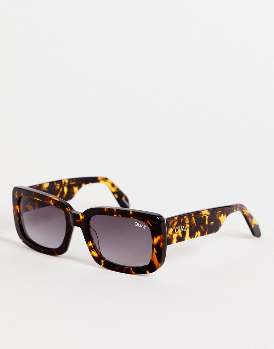 quay yada yada square sunglasses in tort-brown
