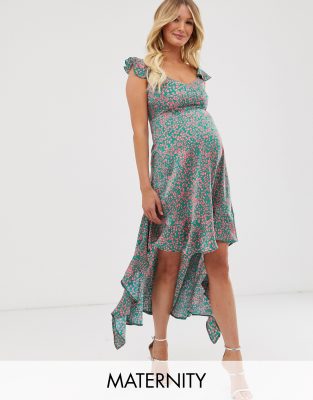 queen bee wrap front maxi dress in pink