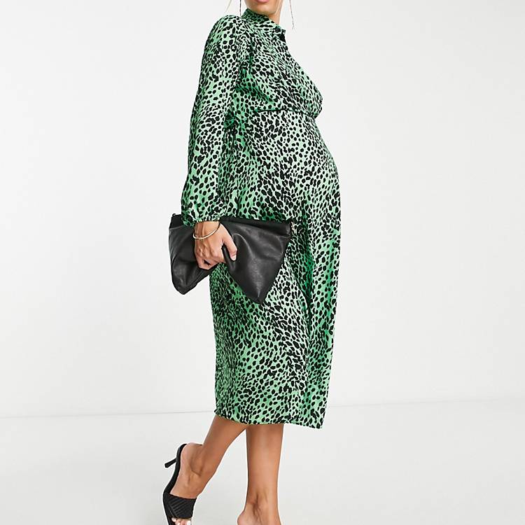 Arving Mange Kriger Queen Bee Maternity - Amme-kjole i grøn med dyreprint | VolcanmtShops
