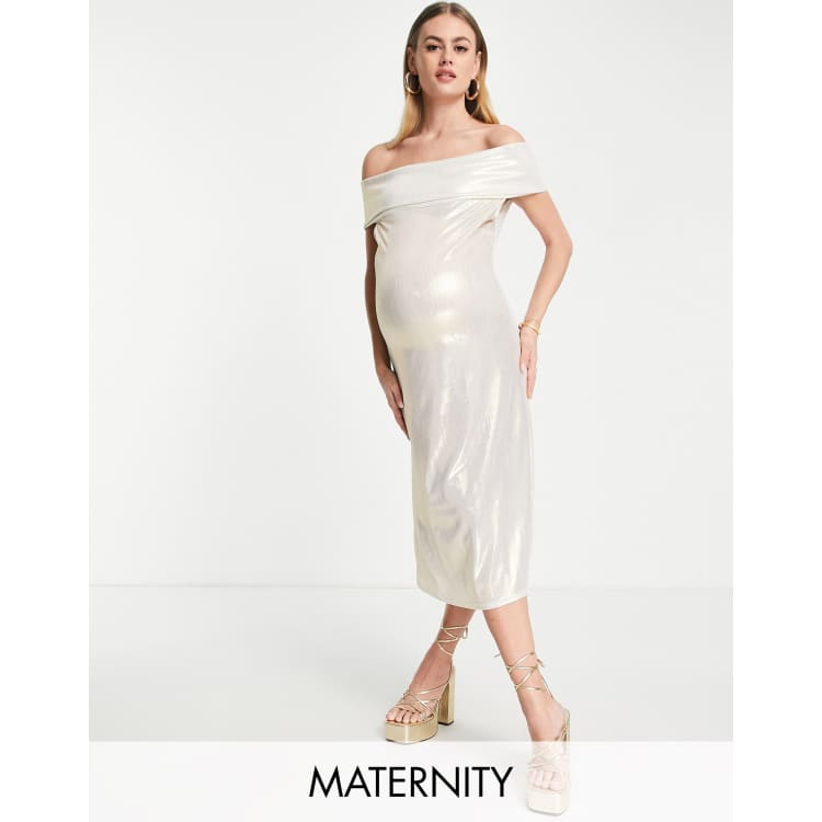 slim fit dress slacks Gold Luxury Maternity Wrap Gown, Gender Reveal, Pregnant Guest, Baby Shower Large / Pink main image 0