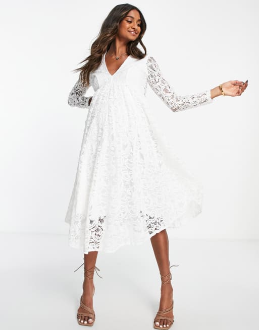 Queen Bee maternity lace dress in white